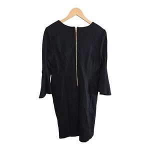 Chico's Black Sheath Dress Ponte Flare Sleeve Zipper Detail Size 0 Goth Witchy
